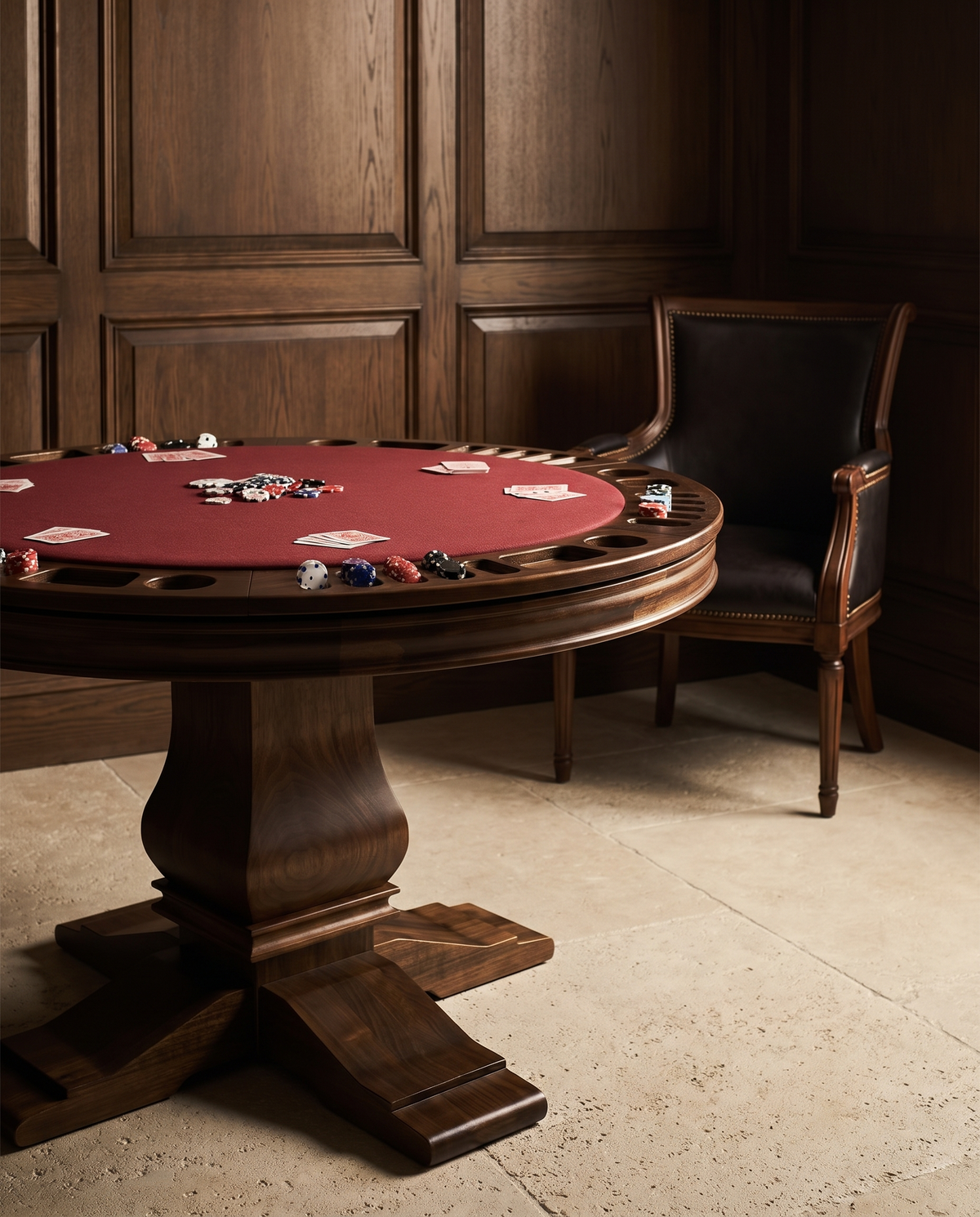 Game table in a styled interior